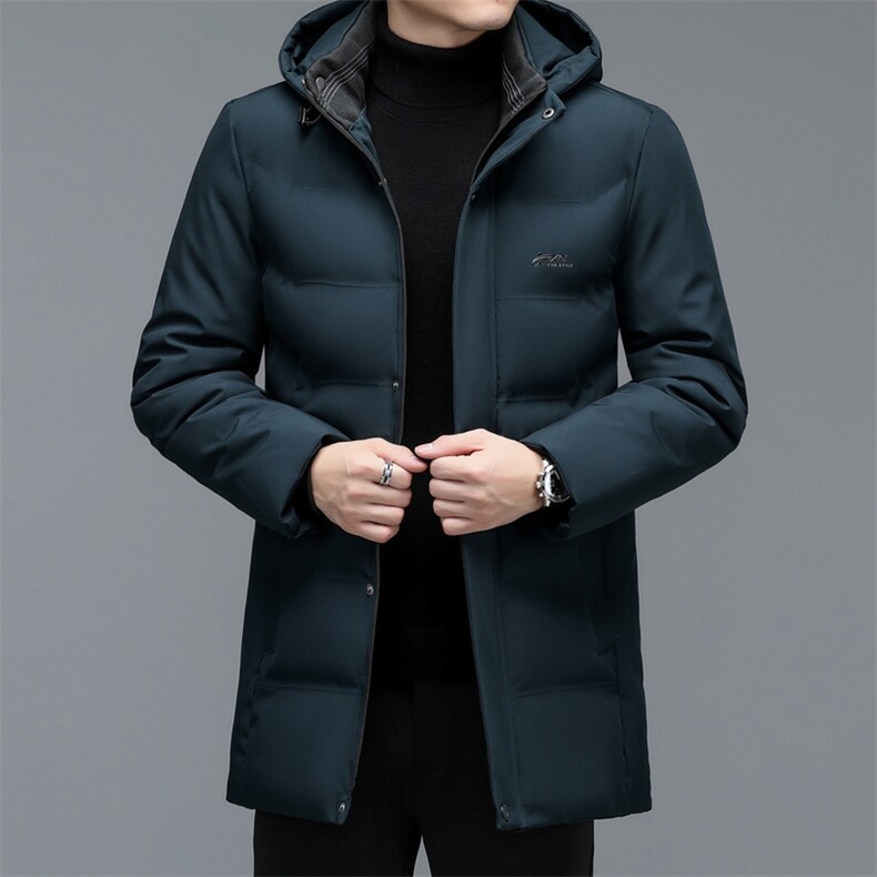 棉衣冬季新款男士连帽中长款棉服中年商务休闲棉袄外套爸爸装,男装棉衣,电商B212（原钱塘6029）