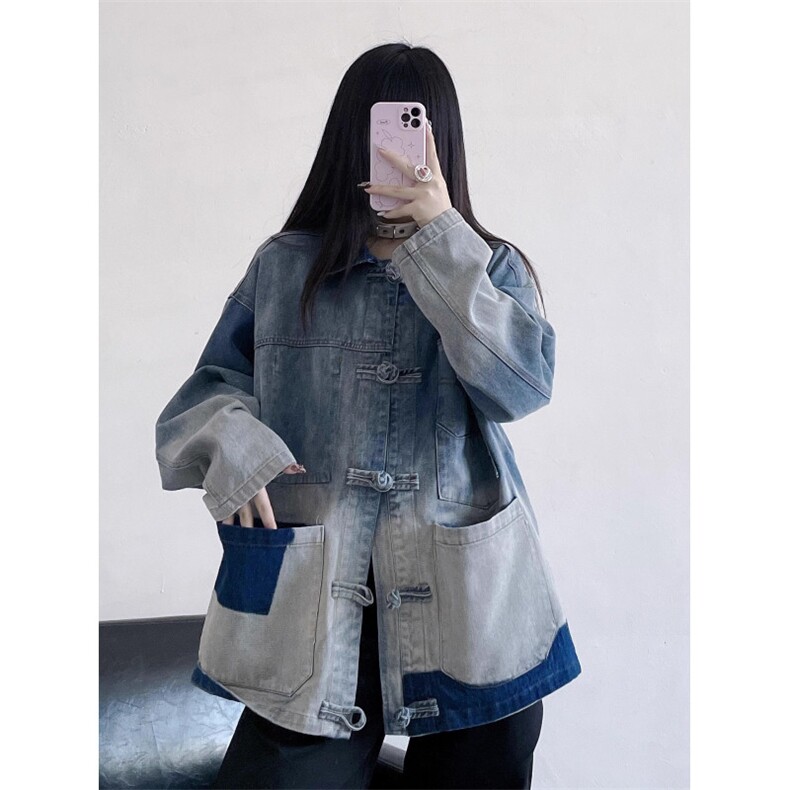 【网图有货】新中式牛仔外套男女款设计感撞色风夹克J60CC-P75,男装夹克,星座1007（原301D）