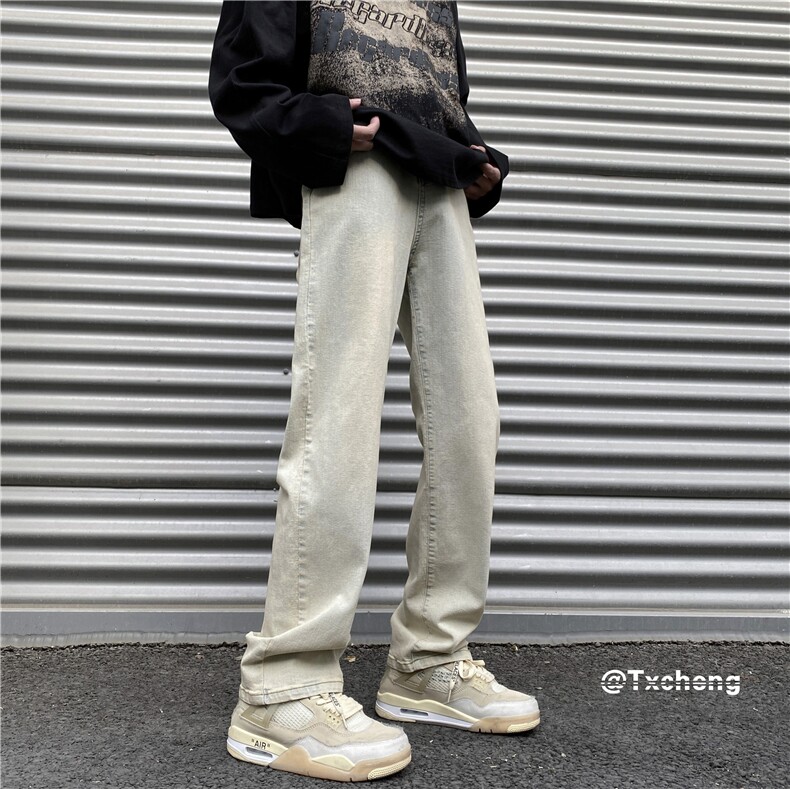 抖音品质2024春季修身小脚裤泥巴黄牛仔裤B315-K23252-P50控68,男装牛仔裤,电商B315