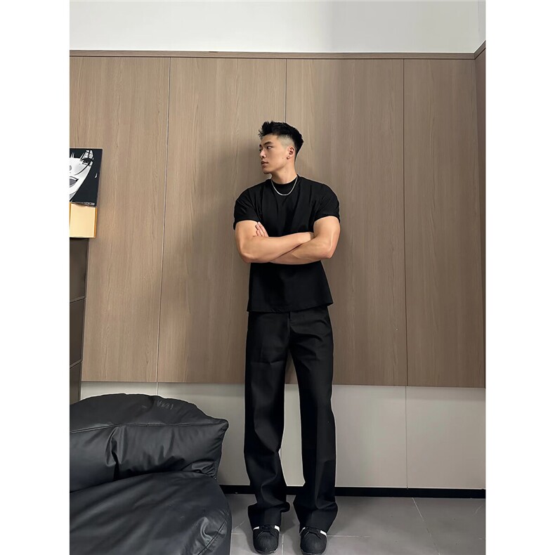 网图健身短袖T恤男轻薄夏季肌肉训练修身显壮运动纯色上衣V17-P25,男装T恤,电商C310-1
