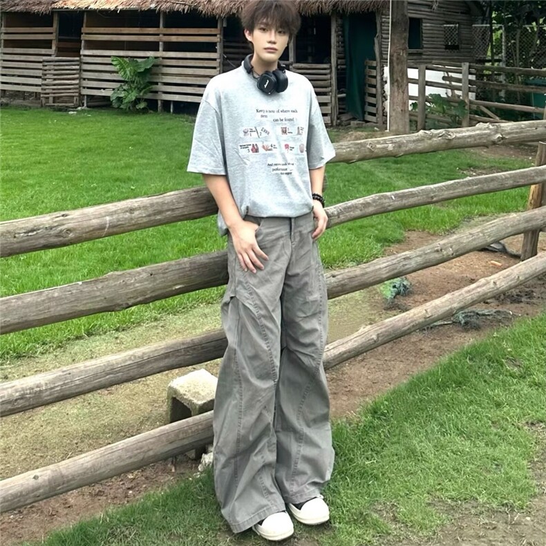 美式复古2025工装裤女夏季新款高腰宽松阔腿显瘦百搭直筒牛仔裤子,男装牛仔裤,星座506A