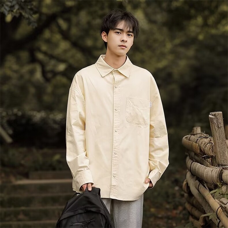 日系痞帅衬衫男长袖高级感休闲外套潮牌宽松百搭春秋款衬衣潮,男装衬衫,星座716-4