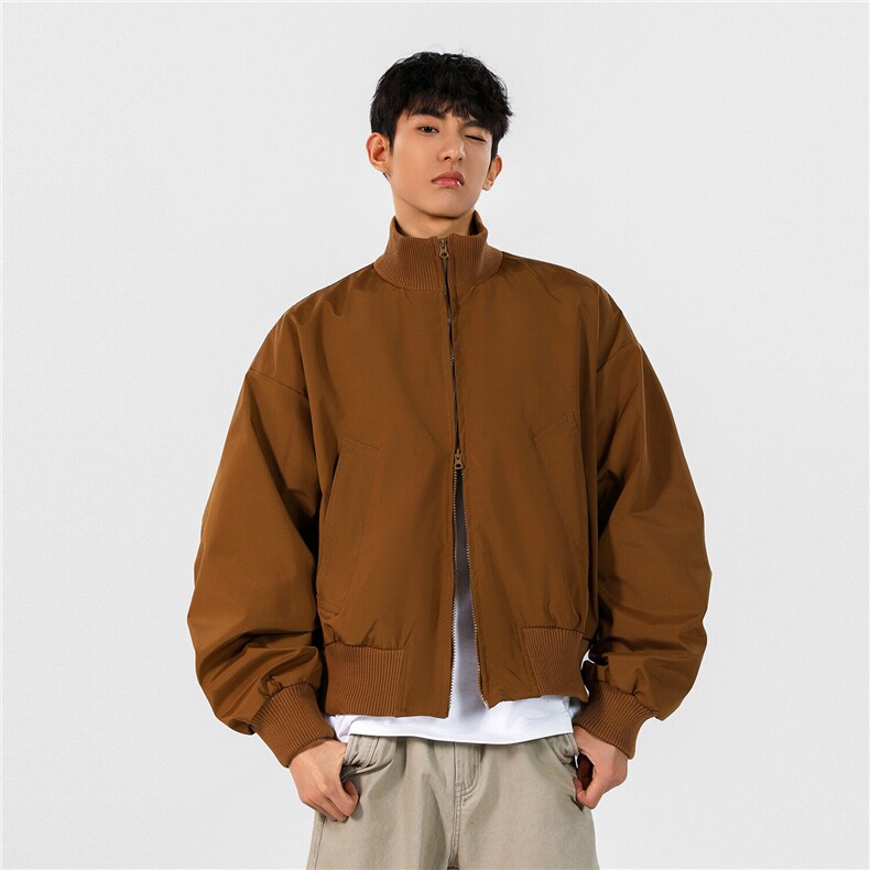 主推春装美式高街立领棒球飞行夹克短款外套男H1039特P65现货5千，男装夹克，电商A341