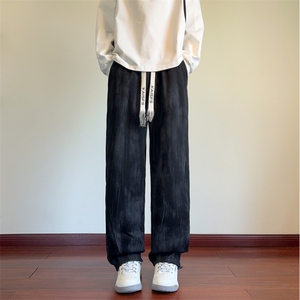 现货扎染脏脏裤子男秋季复古休闲弯刀裤 K2567*P35控58图片