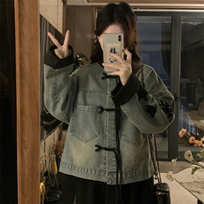 新中式风牛仔外套女盘扣绣花短款百搭C742-98，男装工装外套，星座911-2(原星座613-2）