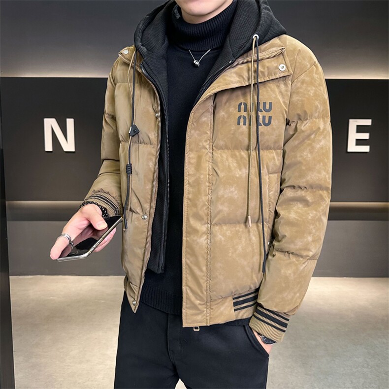假两件连帽羽绒服男款冬季2025新款修身外套C317-Y5515-P215,男装羽绒服,电商C317