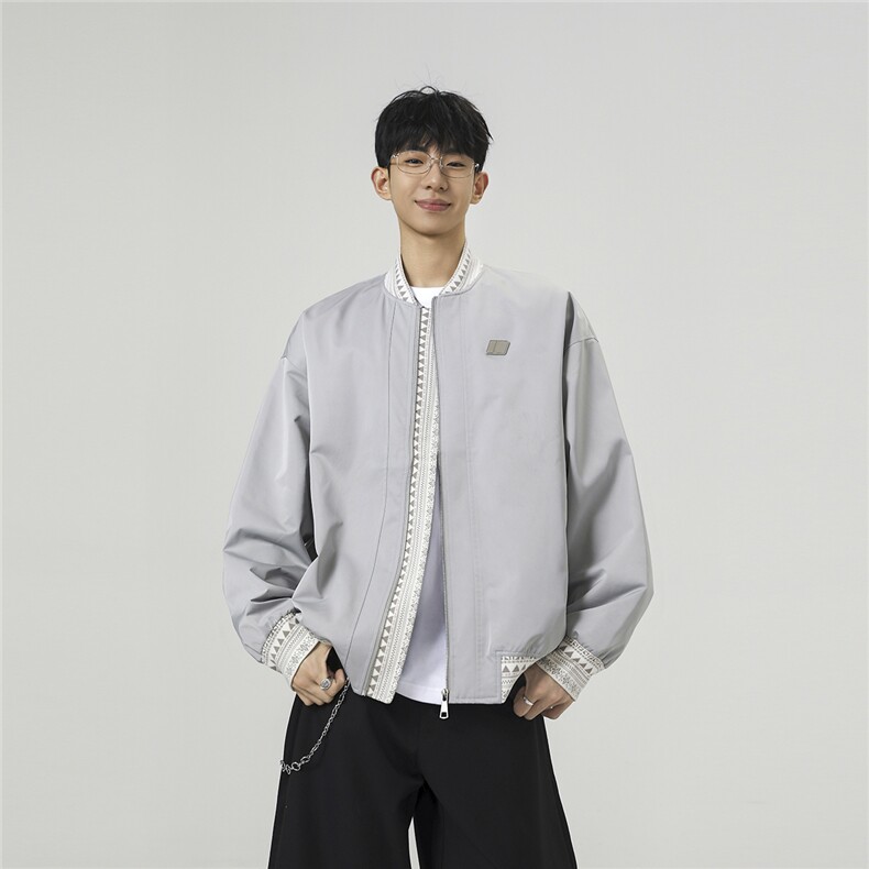 定制螺纹字母刺绣无影墙模特夹克男:100%聚酯纤维JK77944P85控138,男装夹克,星座226-1