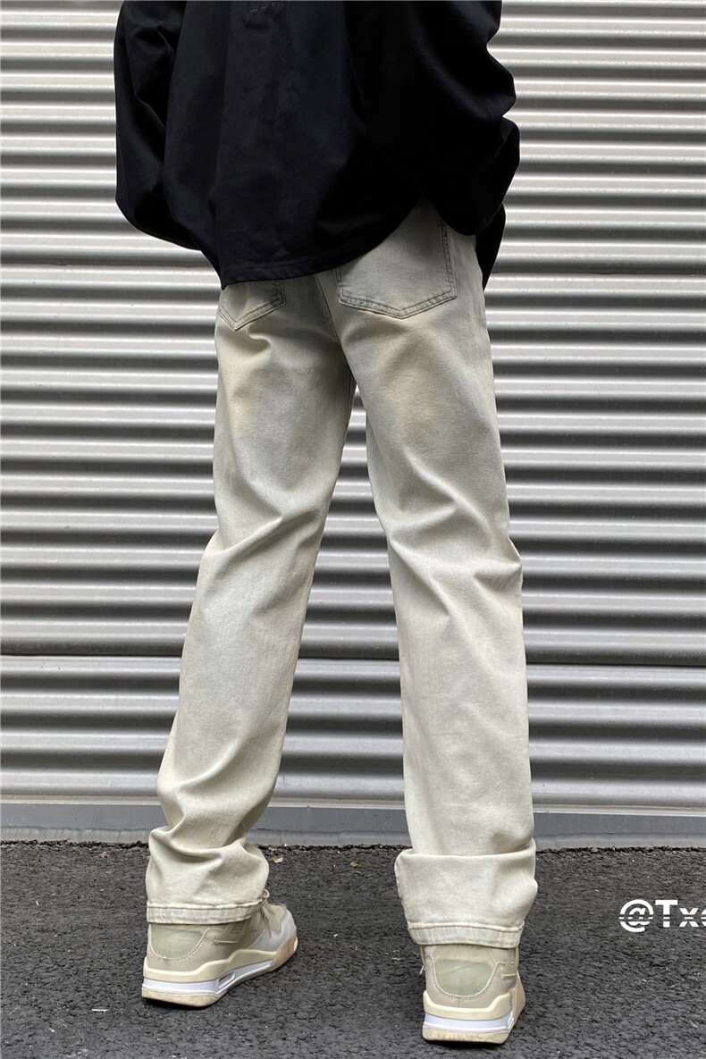 抖音品质2024春季修身小脚裤泥巴黄牛仔裤B315-K23252-P50控68,男装牛仔裤,电商B315