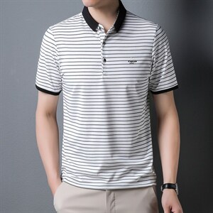 2023夏轻熟风刺绣翻领Polo衫意式小资翻领半截袖体恤，男装Polo衫，电商B212（原钱塘6029）