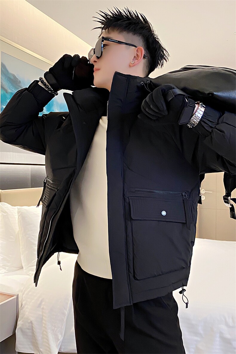 AY75/P138控178冬季社会小伙连帽工装口袋潮牌痞帅棉衣外套男黑首,男装棉衣,星座305B-1