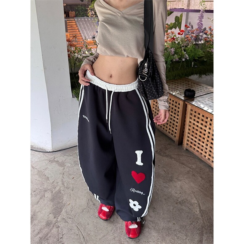 美式字母爱心运动卫裤男女街舞阔腿休闲长裤，女装休闲裤，星座1210-1