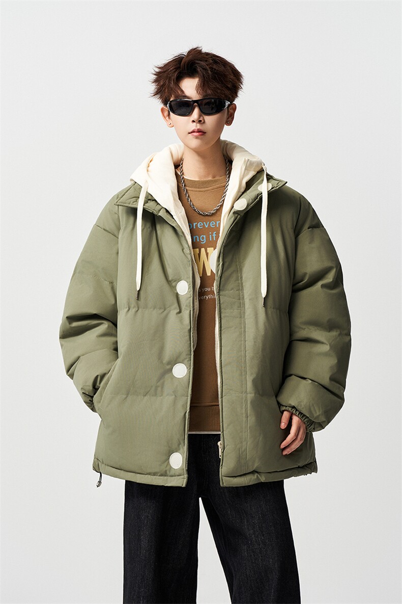 有长图冬季假两件羽绒棉衣服男宽松连帽棉袄保暖外套MF00827/P100,男装棉衣,电商B316
