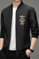 夹克男薄款春秋季宽松休闲印花棒球服中年男士爸爸装外套潮，男装夹克，电商B212（原钱塘6029）