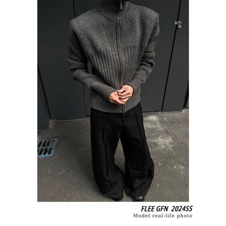 冬季厚款美拉德正肩短款高领双拉链开衫毛衣冬季外套男女,男装针织衫/毛衣,星座506A