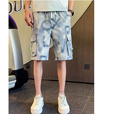 工装短裤男夏季新款潮牌宽松中裤子休闲五分裤痞帅运动健身大裤衩，男装牛仔裤，星座506A