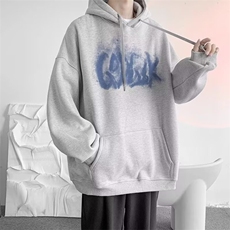 模糊字母设计连帽卫衣男士卫衣秋冬内搭叠穿连帽卫衣青少年外套，女装短外套，星座715-4