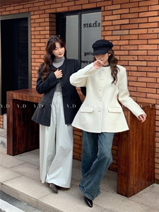 冬上新！小香风双面羊绒25秋冬新短款小个子显瘦高级感,女装双面呢大衣,依嘟服饰