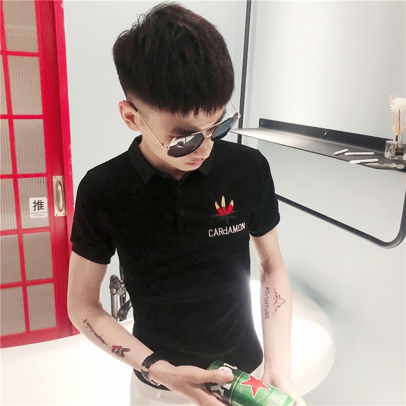 夏季短袖POLO衫社会小伙快手网红男半袖刺绣T恤C301B-PL06-P40,男装T恤,电商C301B