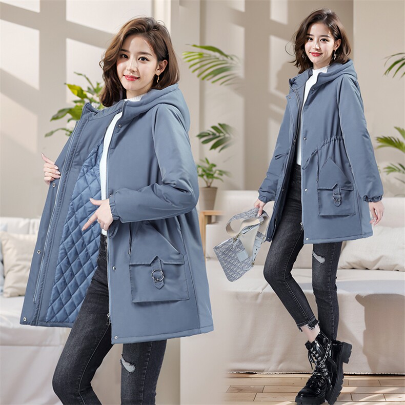 秋冬舒适中长款休闲贴身女款气质纯色个性,女装棉衣/棉服,曼沙奕珂