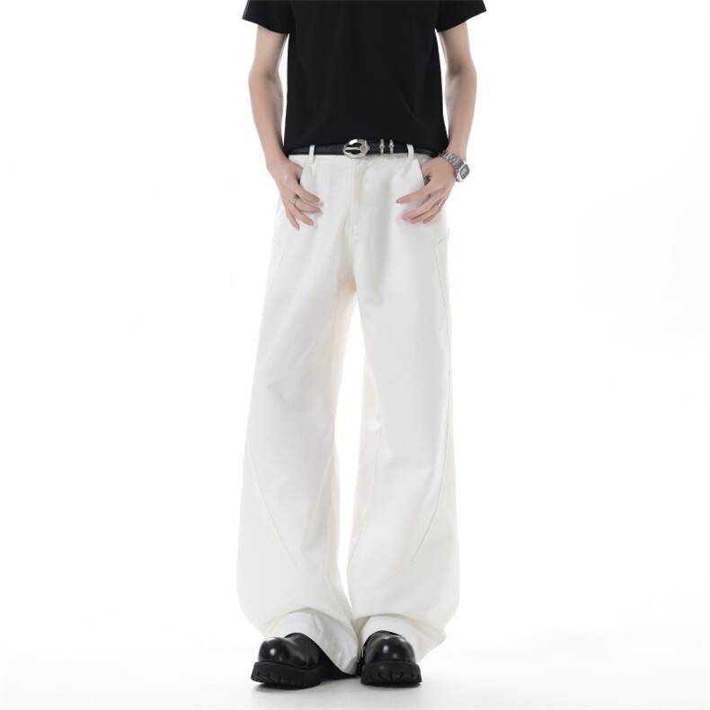 1506-1/KP260111/P60美式复古白色弯刀裤男生秋季款宽松直筒阔腿,男装休闲裤,星座1506-1