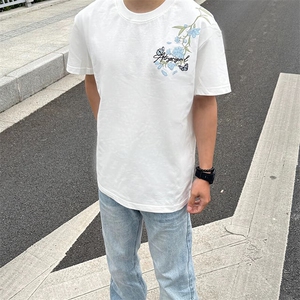 万针全刺绣解构设计260克重磅双纱纯棉高品质美式高街短袖T恤特35图片