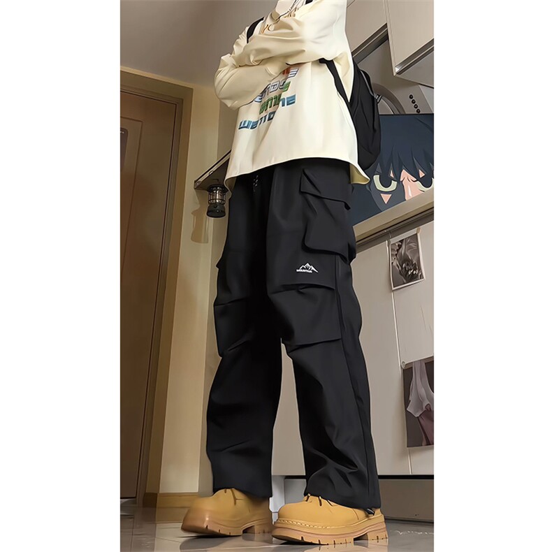 8XL-M刺绣冲锋裤男款大码春秋户外机能登山裤直筒阔腿裤KZ020P50，男装休闲裤，电商B312