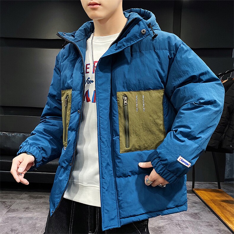 【】A003-HY8009-P130冬装新款撞色修饰连帽棉衣家乐,男装棉衣,电商A003