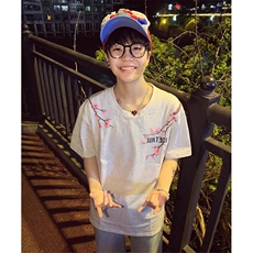 万针全刺绣工艺抖音得物高品质260克重磅纯棉双纱美式高街短袖T恤，男装T恤，电商A486
