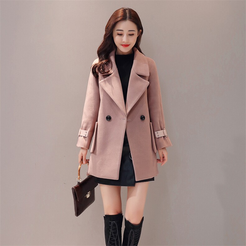 2020年冬季修身毛呢外套舒适修身纯色气质韩版简约宽松潮流,女装毛呢外套,众宇琦