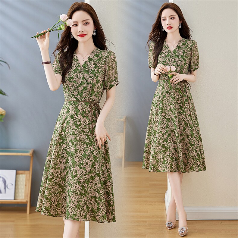 《现货新品》多色可选气质舒适印花连衣裙,女装连衣裙,魅丽静蓝
