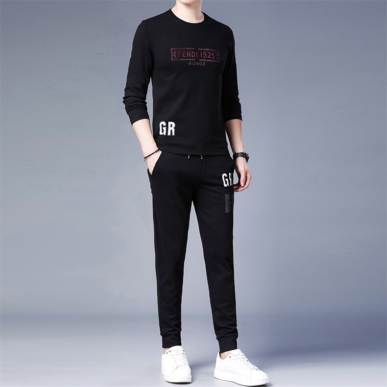 中年运动套装男春秋季爸爸秋装套装圆领卫衣两件套大码运动服时尚,男装休闲套装,电商B212（原钱塘6029）