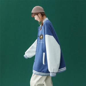 中性风 2023秋季新品卡通印花百搭宽松夹克情侣棒球服G87P65控 78图片