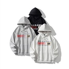 2026港风连帽抽线字母印花设计大码M-5XL潮流卫衣WY77764P58控78，男装卫衣，星座227-7