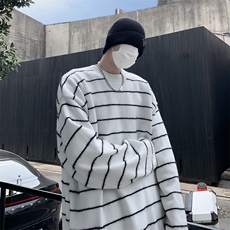 B213-P452024秋冬圆领百搭长袖毛衣男士美式复古休闲条纹针织衫，男装针织衫/毛衣，星座512-6