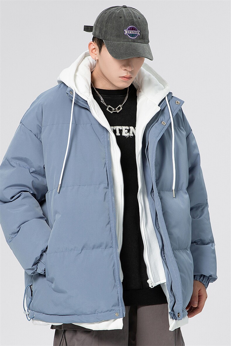 2025冬季新款连帽假两件棉衣男女大码棉服潮XZ102A-4-22091-P95,男装棉衣,星座211-2