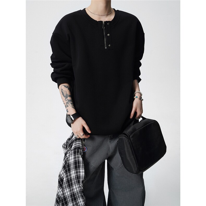 HW2515-特P45控78面布54.2棉45.8聚酯圆领领情侣卫衣宽松外套男图片