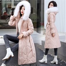 棉衣棉服女中长款大毛领韩版宽松棉袄2021年新款冬季外套袄子，女装棉衣/棉服，海爱依仁