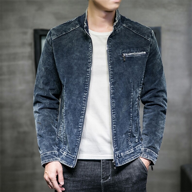 JK1856-P100牛仔外套男复古机车秋装男士潮流春秋立领帅气夹克男,男装工装外套,电商D310B-1