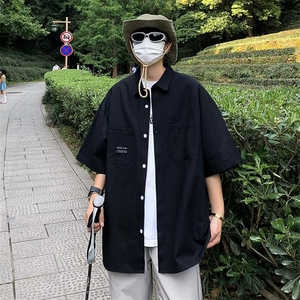 衬衫五分袖夏季潮流简约文艺气质青春流行山系工装衬衫RC81P34图片