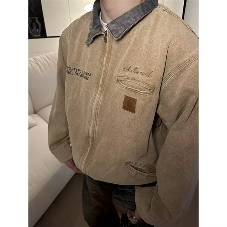 2603-P75复古短款垫肩工装外套男款痞帅高级感cleanfit拉链夹克,男装夹克,电商B323A