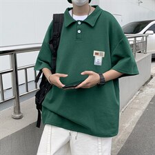 polo衫男韩版潮流纯色日系2022夏季新款ins宽松百搭衬衫W2770-P30，男装Polo衫，星座412-2