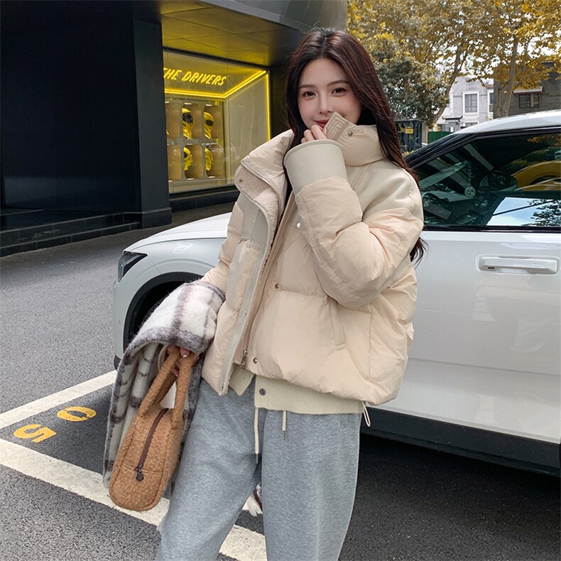 【新款现货】个性拼接羽绒服立领小个子保暖外套99036款P285K388,女装羽绒服,2C316