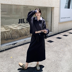 慵懒风穿搭格子拼接卫衣套装女秋季2025新款休闲显瘦半身裙两件套，女装套装/套裙，2C293