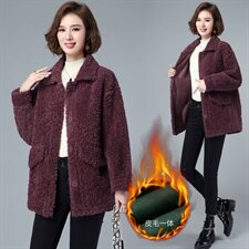 2020冬季新款时尚气质仿羊羔毛绒外套保暖舒适优雅外套，女装羊羔毛/颗粒绒，简韵佳