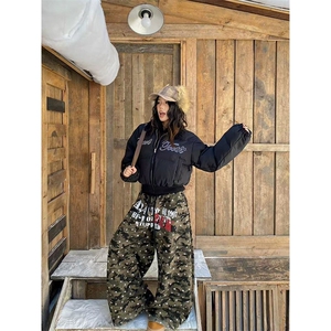 网图有货 美式复古星星印花街舞弯刀休闲加绒卫裤男女 A1248-P60图片