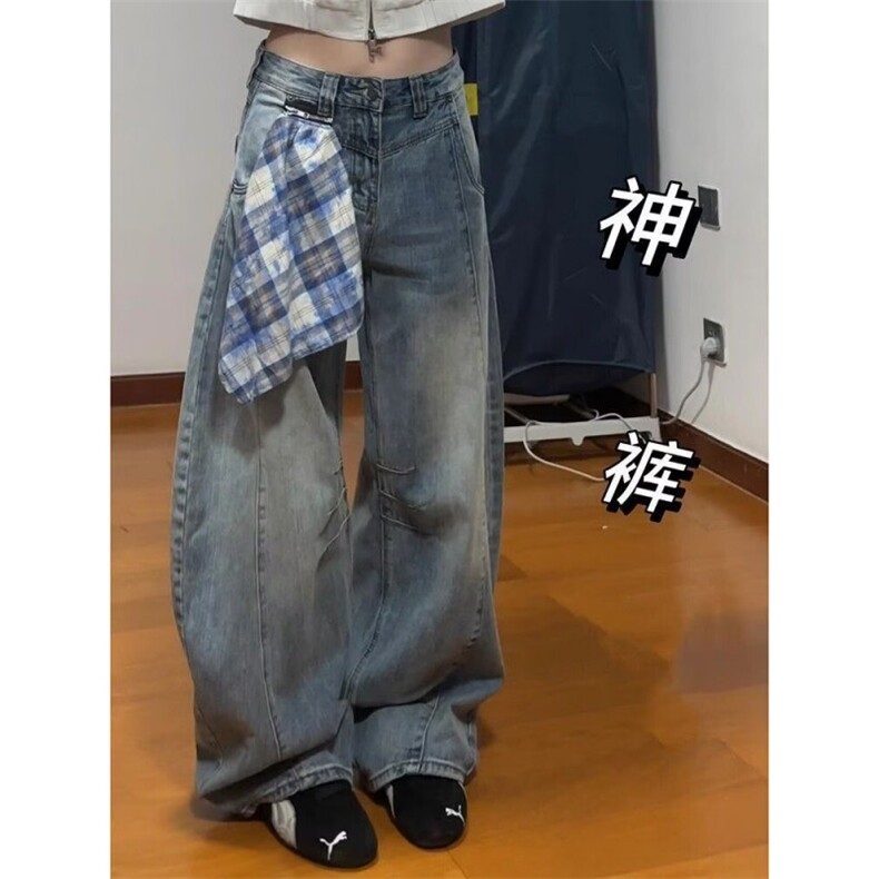 港风潮男夏季新款2025字母牛仔裤潮高街潮流痞帅长裤NZY608,男装牛仔裤,星座516A