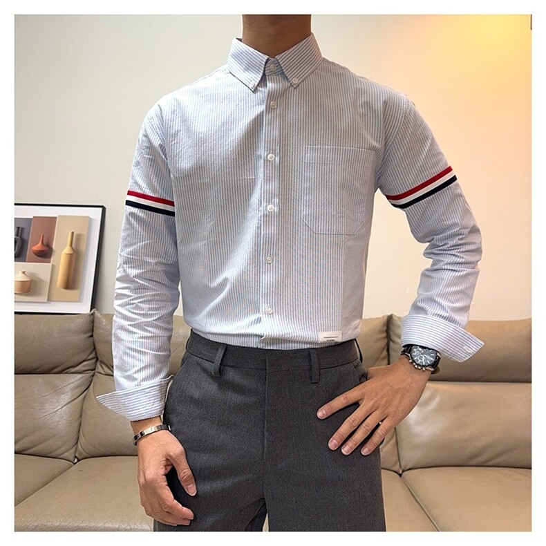 高品质秋冬款男女条纹衬衫宽松休闲衬衣cs6777P45,男装衬衫,星座1013-1