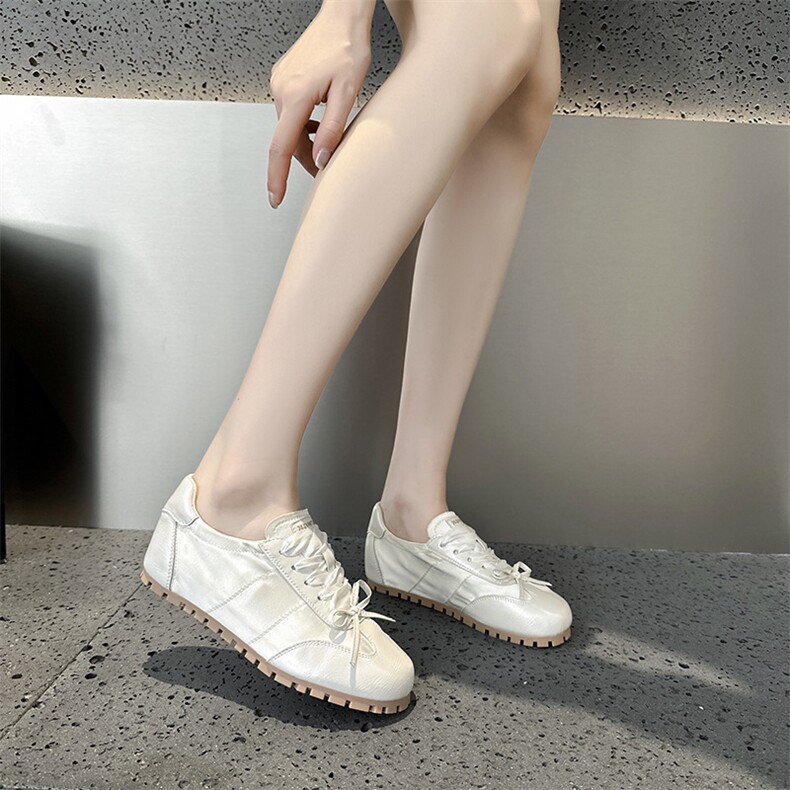 蝴蝶结芭蕾德训鞋女2024春夏新款平底软底百搭粉色休闲小白鞋,女鞋休闲鞋,电商A223