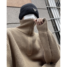 日系复古半拉链毛衣男冬季ins潮牌简约宽松保暖针织衫M1694-P56，男装针织衫/毛衣，星座512-4