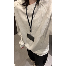 抖音得物品质美式高街重磅曼巴棉结构硬阔boxy版潮牌卫衣长袖T恤，男装T恤，电商A486